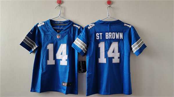 Women%27s Detroit Lions #14 Amon-Ra St. Brown Blue Vapor Stitched Jersey